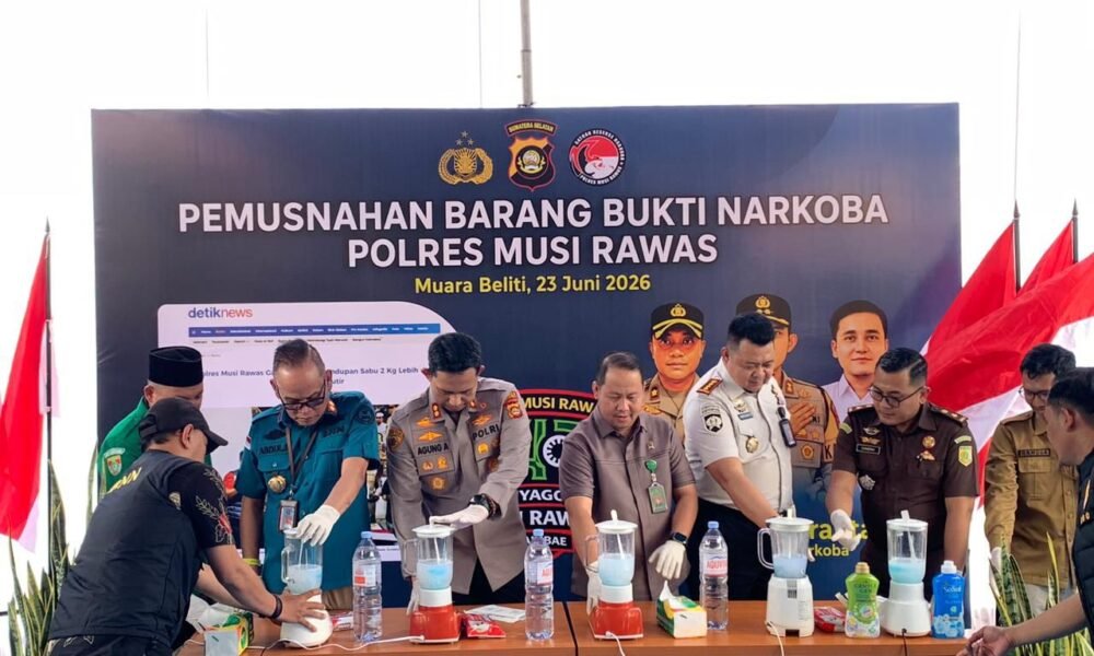Polres Musi Rawas Hancurkan Barang Bukti Narkotika Senilai Miliaran Rupiah
