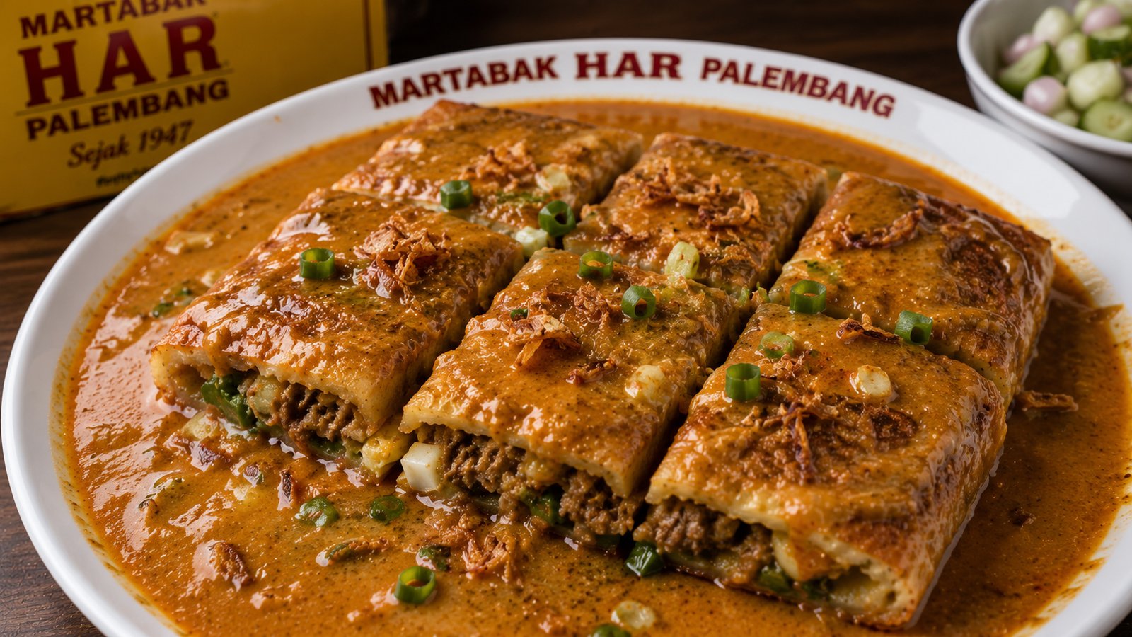 Martabak HAR Palembang, dengan siraman kuah kari khas yang kaya rempah. (Foto: istimewa)